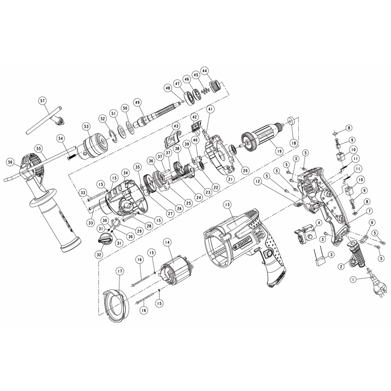 Дрели ударные, двухскоростные ДУ-П1100-2